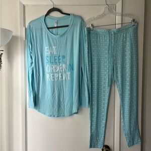 Target Women's Blue Pajama Set with Fun Print